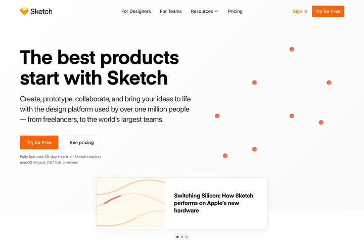 Sketch website preview